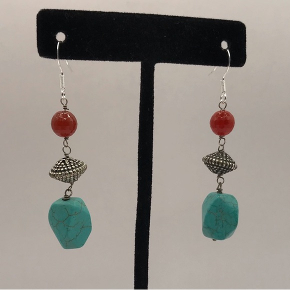 Natural Stones & Silver-Tone Dangle Earrings - Picture 7 of 9